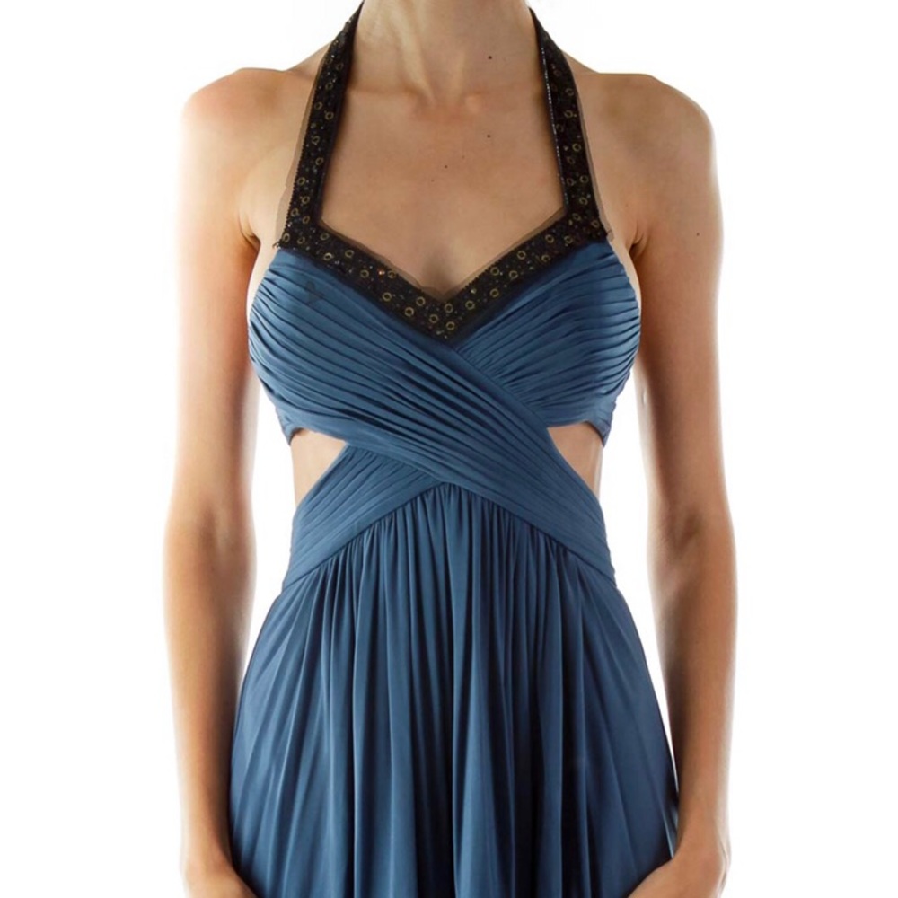 Blueish Gray short evening dress